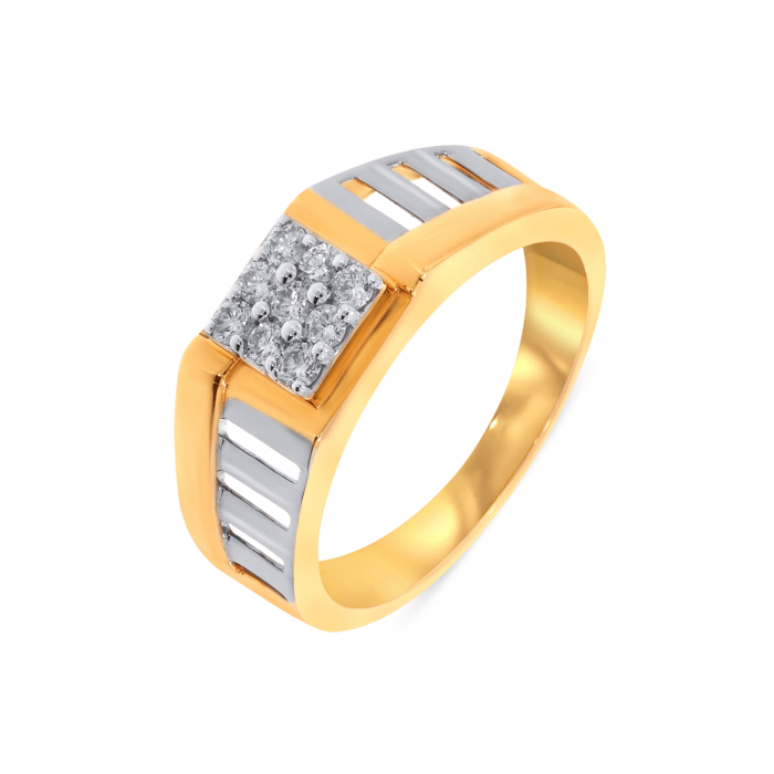 18K Yellow Gold Diamond Men's Ring